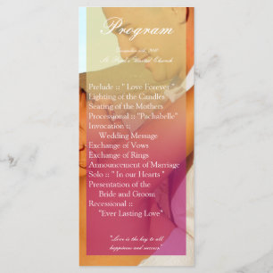 25 4 x 9 Bröllopsprogram Rosa Ombre Sunset Fade Ro Program