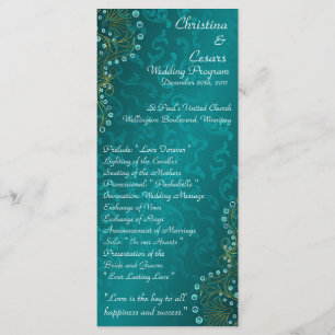 25 4x9 Bröllopsprogram Arabian Teal Program