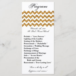 25 4x9 Bröllopsprogram Guld Glitter Chevron Zig Program