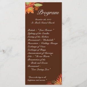 25 4x9 Bröllopsprogram Höst löv Blommigt - fallskä Program