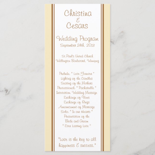 25 4x9 Bröllopsprogram Just har Married par Program (Framsida)