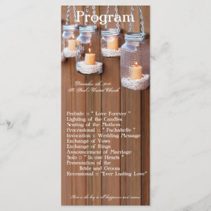25 4x9 Bröllopsprogram Mason Burk Candle Ljus Program