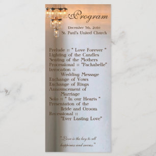 25 4x9 Bröllopsprogram Mason Burk Chandelier Candl Program