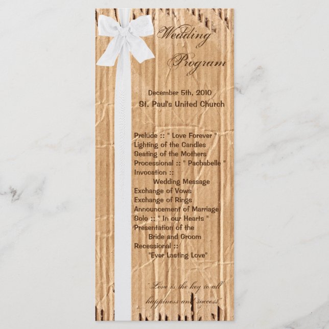 25 4x9 Bröllopsprogram Torn Flytta box Program (Framsida)