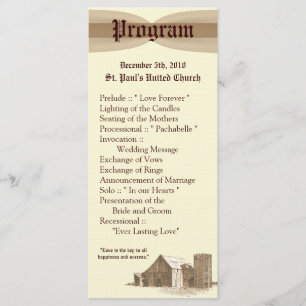 25 4x9 Bröllopsprogram Vintage Land Barn Farm Program