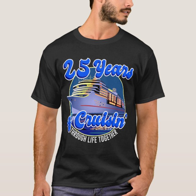 25 år Bröllop-årsdagen 25:e kryssningsdagen Frakte T Shirt (Framsida)