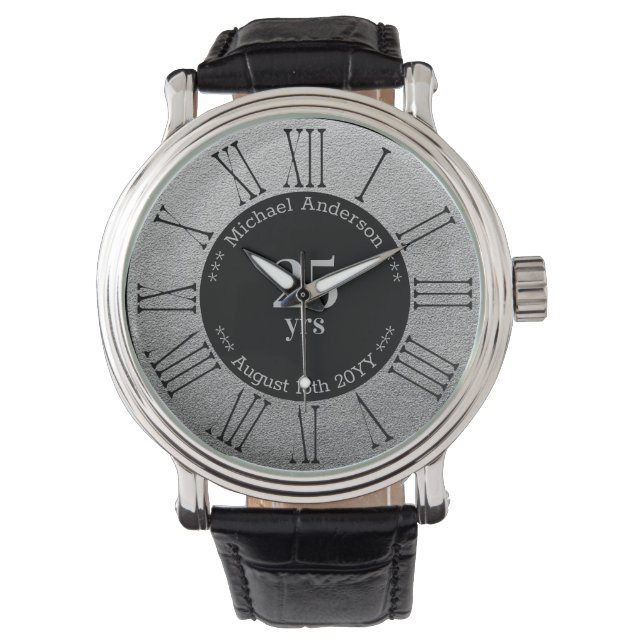 25 år Pension eller Personlig på årsdagen Armbandsur (Framsida)