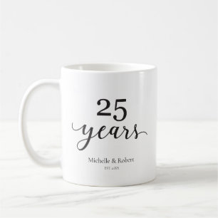 25 år Silver bröllop-årsdagen Elegant Kaffemugg