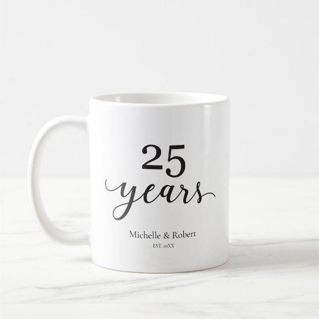 25 år Silver bröllopsdag Elegant Kaffemugg (Vänster)