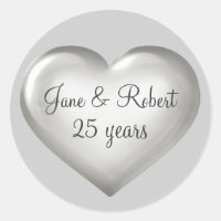 25 år Silver Glass Heart-årsdagen silver