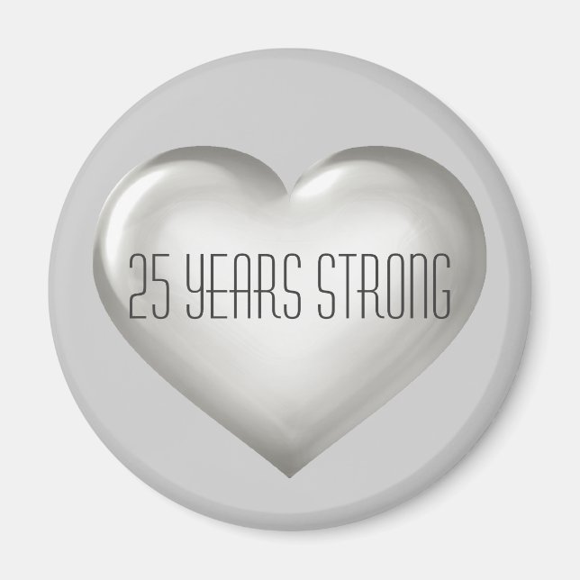 25 år Stark Silver Heart-jubileumsmagnet Magnet (Framsidan)