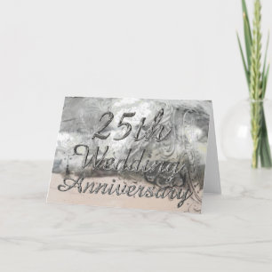 25-års bröllopsdag Chic silver typografi Kort