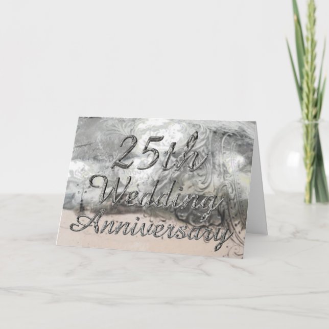 25-års bröllopsdag Chic silver typografi Kort (Framsida)
