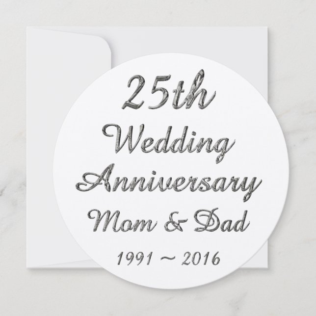 25-års bröllopsdag Chic silvertypografi Kort (Framsida)