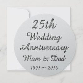 25-års bröllopsdag Chic silvertypografi Kort