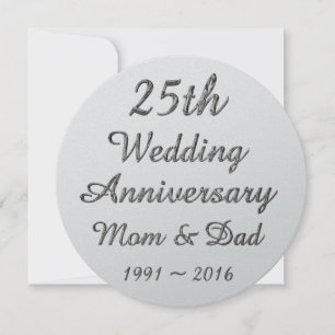 25-års bröllopsdag Chic silvertypografi Kort