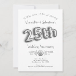 25-års bröllopsdag Personlig Falskt Silver Inbjudningar
