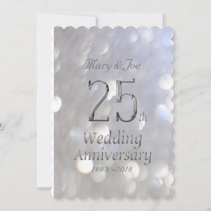 25-års bröllopsdag Silver Bokeh Typografi Kort