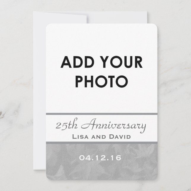 25-års bröllopsdag Silver Dämpade Löv B09A Inbjudningar (Framsida)