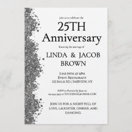 25-års bröllopsdag Silver Falskt glitter Inbjudningar