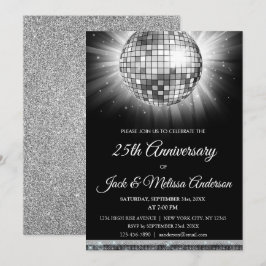 25-års bröllopsfest Silver Disco Boll Inbjudningar