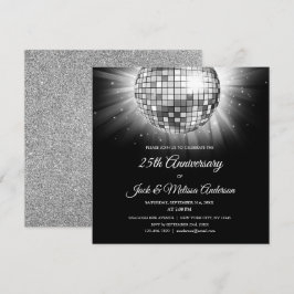 25-års bröllopsfest Silver Disco Boll Inbjudningar