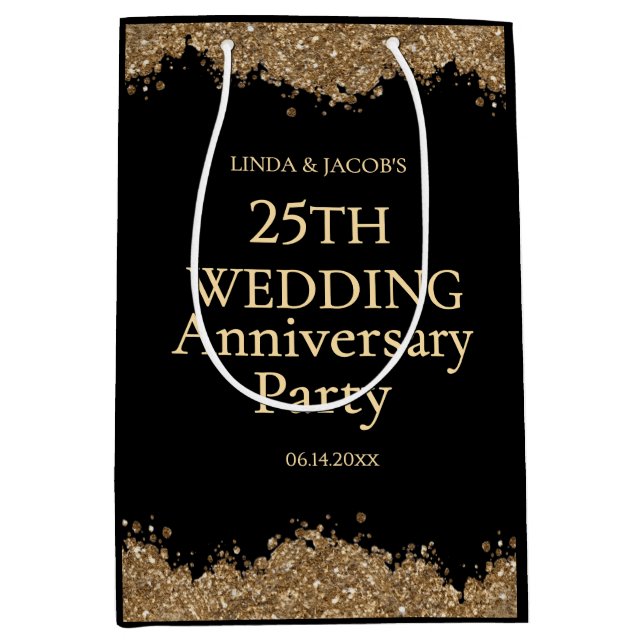 25-års bröllopsjubileum Guld Faux Glitter  (Framsidan)
