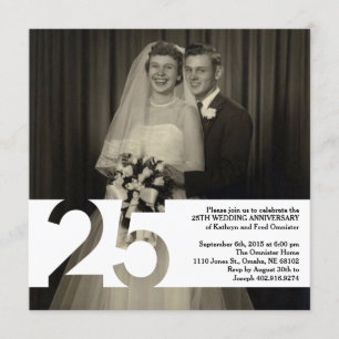 25-års bröllopsjubileum Inbjudan 5.25 x 5.25