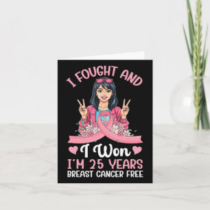 25 års Bröstcancer överlevande Victory Rosa Girl Kort