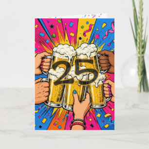 25-års födelsedagsölskål i Pop Art Kort