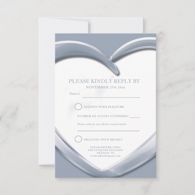 25-års silverbröllops hjärtformade svars kort (Framsida)