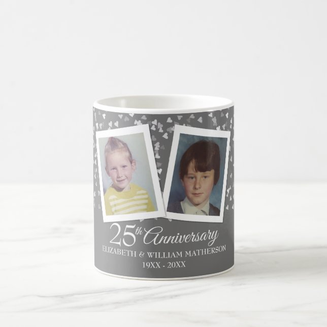 25-års silverbröllopsfirande barndomsfoton kaffemugg (Center)
