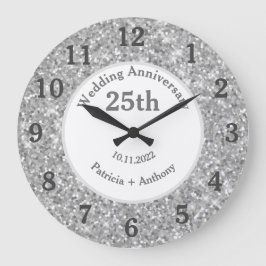 25-års silverbröllopsfirande glitterglam stor klocka