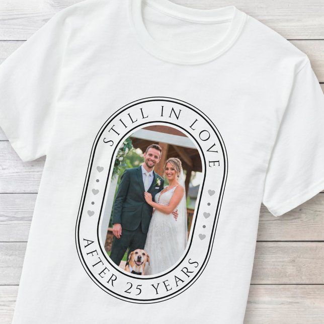 25-års silverbröllopsjubileum Anpassad bild T Shirt (25th silver wedding anniversary matching tshirt for married couples)