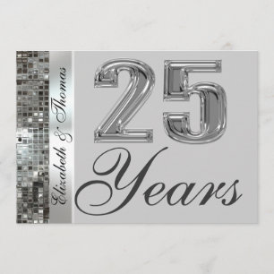 25 Års Silverjubileum Elegant Inbjudan