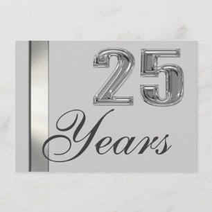 25 Års Silverjubileum Elegant Inbjudan