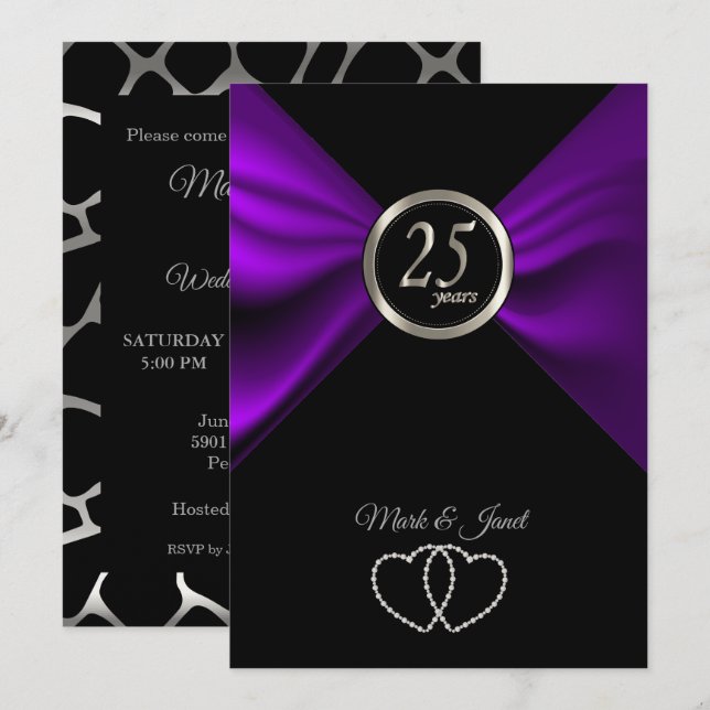 25-års silverjubileum - Giraffmönster Inbjudningar (Fram/baksida)