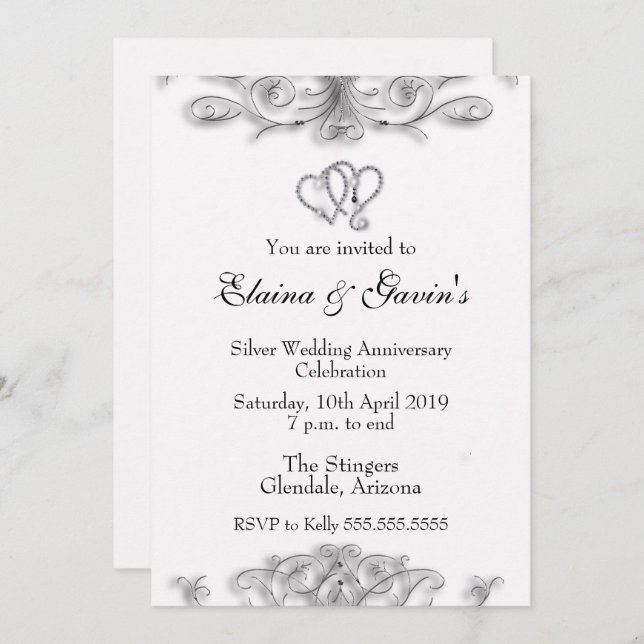 25-års silverjubileum inbjudan (Fram/baksida)