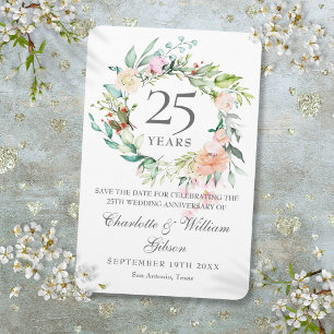 25-års Silverjubileumsrosor Blommig Spara Datum Magnet