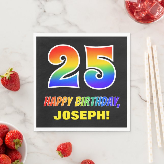 25-årsdag: Djärv, Rolig, Enkel, Regnbåge 25 Pappersservett (Insitu)