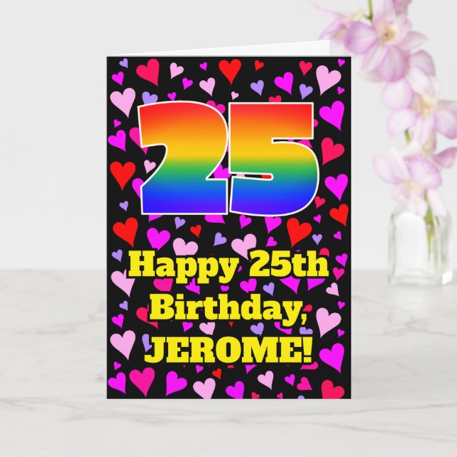 25-årsdag: Mönster för kärleksfulla hjärtan, regnb Kort (Orkide)
