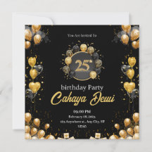 25-årsdag svart silver elegant modern