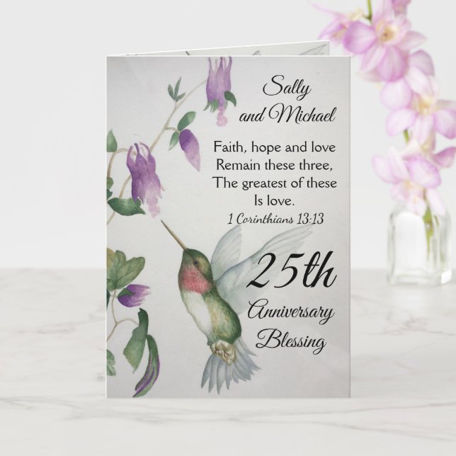 25-årsdagen av Blessing Faith Hope Kärlek Couple Kort (Orkide)