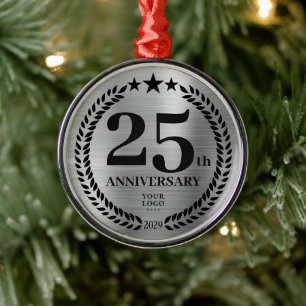 25-årsdagen av Silver-Logotypen - jul Julgransprydnad Metall