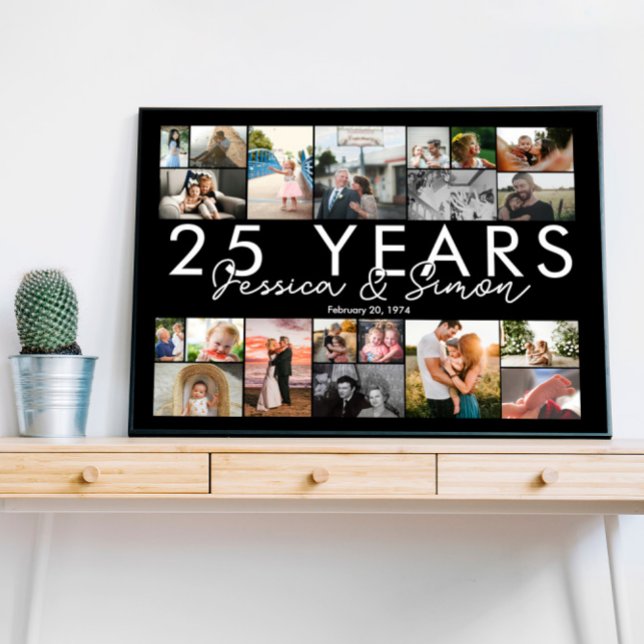 25-årsdagen bröllop för fotokollage som kan redige poster (Skapare uppladdad)