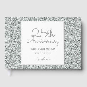 25-årsdagen Faux Silver Glitter Gästböcker
