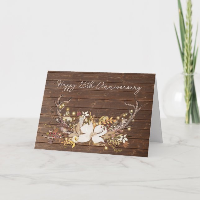 25-årsdagen för Hjort Antler Bouquet Kort (Framsida)