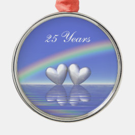 25-årsdagen för Silver Hearts Julgransprydnad Metall