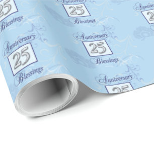 25-årsdagen i Blått och Silver Presentpapper