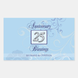 25-årsdagen i Blått och Silver Rektangulärt Klistermärke